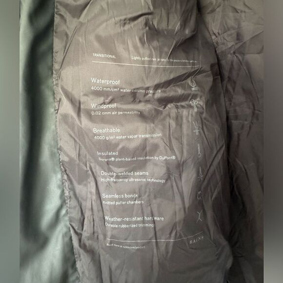 RAINS Unisex Waterproof Trecker Jacket S/M - Picture 7 of 7